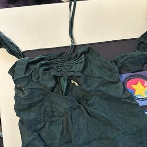 beautiful green long dress with middle slit